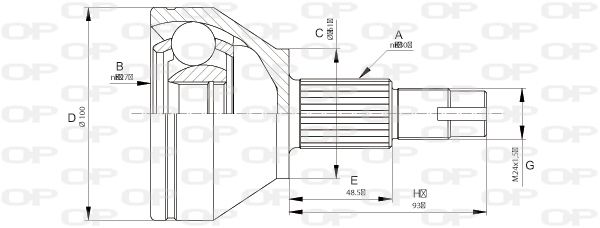 OPEN PARTS Шарнирный комплект, приводной вал CVJ5673.10